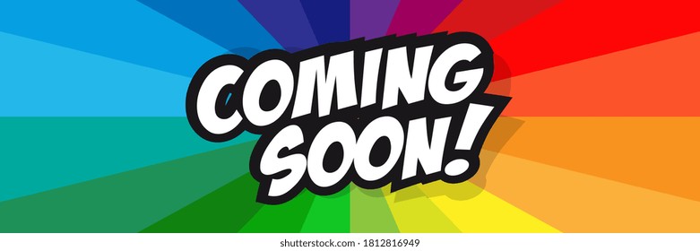 Coming soon on colorful background