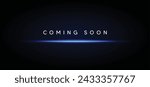 coming soon on dark background with blue glowing lights vector