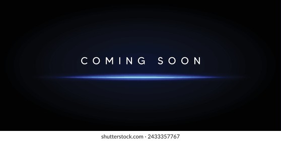 coming soon on dark background with blue glowing lights vector