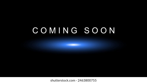 coming soon on dark background with glowing lights. vector illustration