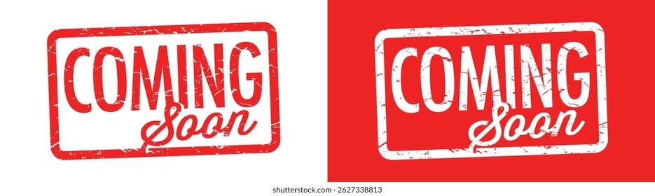 Coming soon on red rubber stamp