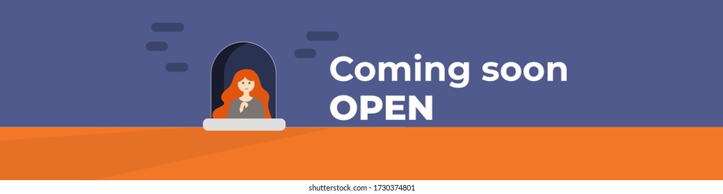 ็Home coming soon open banner, vector illustrator