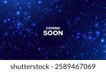 Coming Soon Opening of the Tech Shop or Big Sale. Abstract Digital Circles of Particles. Futuristic Circular Wave. Big Data Visualization. 3D Virtual Space VR Cyberspace. Vector Illustration.