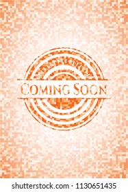 Coming Soon orange mosaic emblem with background