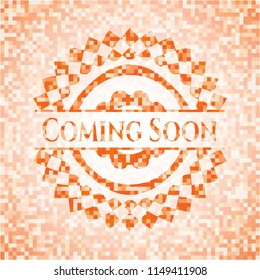 Coming Soon orange mosaic emblem