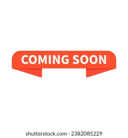 Coming Soon In Orange Rectangle Rounded Ribbon Shape For Announcement Launching
