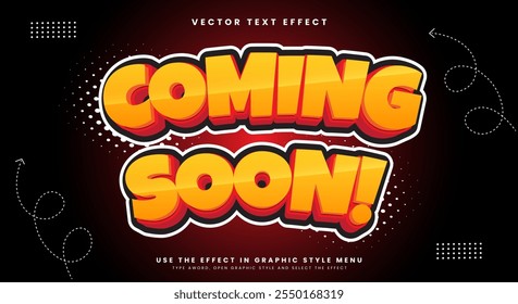 Coming Soon Page 3D editable Text effect design with colorful theme