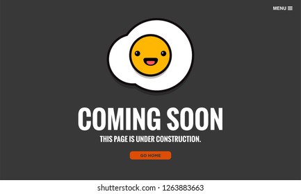 Coming Soon Page Design With Fried Egg Illustration