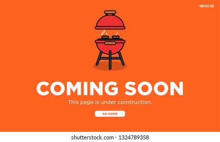 Coming Soon Page Interface Design With Barbeque Vector Illustration