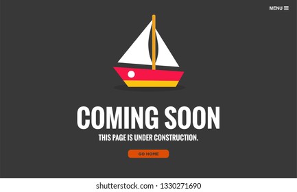 Coming Soon Page Interface Design with Boat Illustration