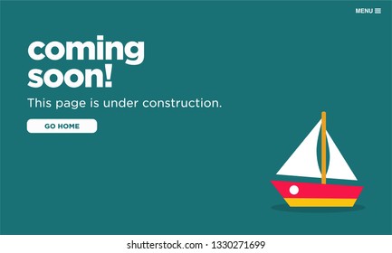Coming Soon Page Interface Design with Boat Illustration