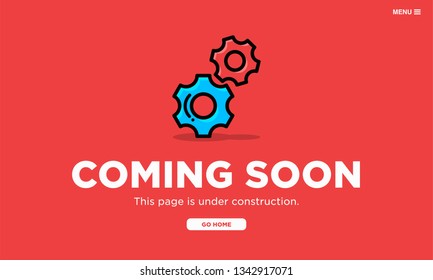 Coming Soon Page Interface Design with Gear Illustration