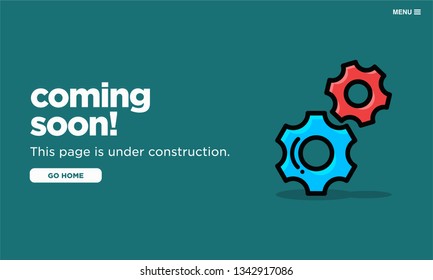 Coming Soon Page Interface Design with Gear Illustration