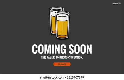 Coming Soon Page UX Interface Design with Beer Glass Illustration