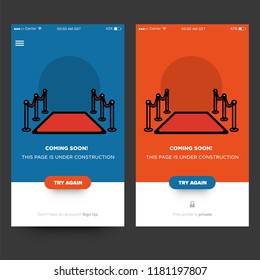 Coming Soon Page UX UI for With Red Carpet Vector Illustration in Flat Style
