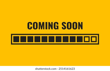 coming soon progress bar, yellow background vector illustration