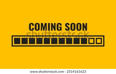 coming soon progress bar, yellow background vector illustration