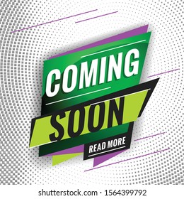 Coming soon. Promotional concept template for banner, website, poster. Special offer tag. Vector illustration