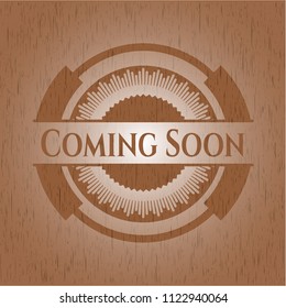 Coming Soon realistic wooden emblem