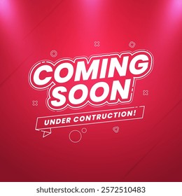 Coming soon red background with studio focus light