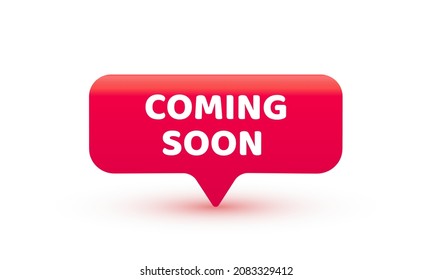 Coming soon red ribbon label banner. Open available now sign or coming soon tag.
