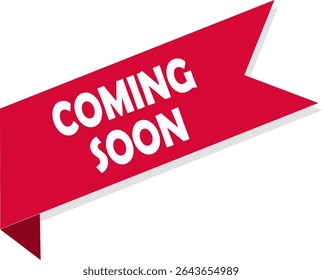 Coming Soon Red Ribbon Vector