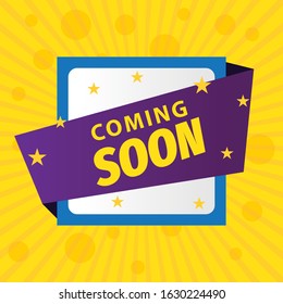 Coming Soon retro vintage poster. Promotion flyer template vector