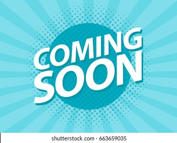 Coming Soon retro vintage poster. Promotion flyer template vector illustration.