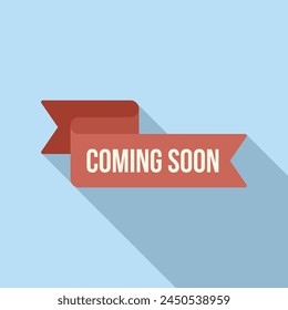 Coming soon ribbon icon flat vector. New add advert. Online promotion