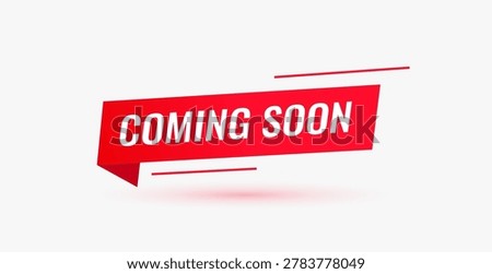 coming soon ribbon template for new brand announcement or promo vector