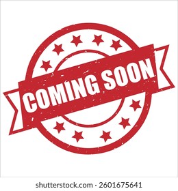 Coming soon round stamp icon grunge distressed style