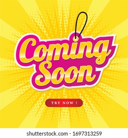 coming soon, sale banner design template, discount app icon, vector illustration