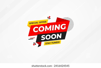 Coming Soon Sale Banner vector template. Grand Opening vector graphic element. Super shop label Promo design. Product opening festival background collection. 