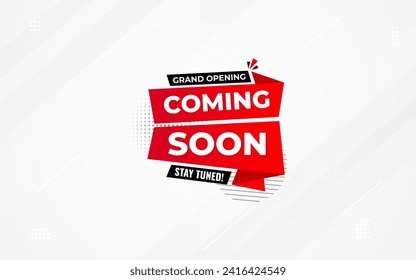 Coming Soon Sale Banner vector template. Grand Opening vector graphic element. Super shop label Promo design. Product opening festival background collection. 