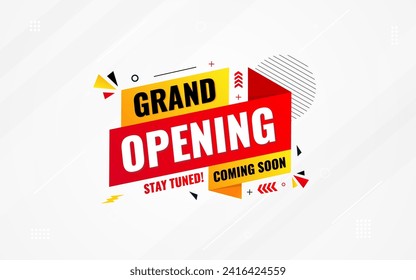 Coming Soon Sale Banner vector template. Grand Opening vector graphic element. Super shop label Promo design. Product opening festival background collection. 