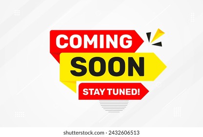 Coming Soon Sale Banner vector template. Grand Opening vector graphic element. Super shop label Promo design. Product opening festival background collection. 