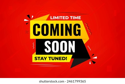 Coming Soon Sale Banner vector template. Grand Opening vector graphic element. Super shop label Promo design. Product opening festival background collection. 