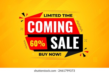 Coming Soon Sale Banner vector template. Grand Opening vector graphic element. Super shop label Promo design. Product opening festival background collection. 