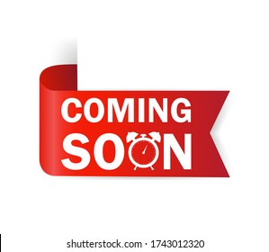 Coming soon. Sale tag. Sale website banner. Website information. Ribbon banner.