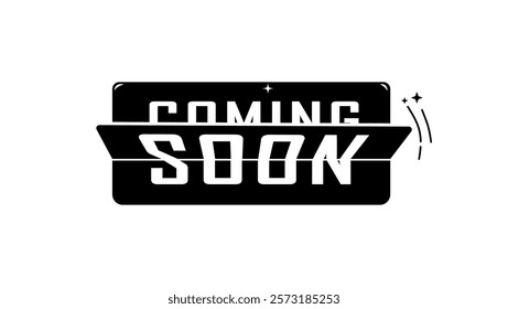 coming soon, sign , black isolated silhouette