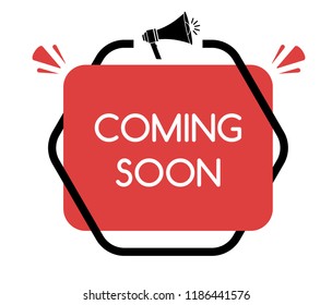 Coming Soon Sign. Flat Design. Vector Illustration