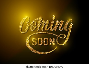 Coming soon sign isolated on white background with explosion burst rays, round shape. Vector illustration
