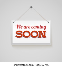 Coming soon sign new upcoming attraction or event, isolated on white background