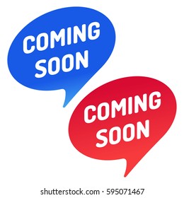 Coming soon. Speech bubble icon. Vector illustration on white background.
