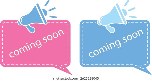 Coming Soon Speech Bubble with Megaphone Icon