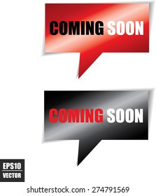 Coming soon speech square template | business banner with symbol icon - Vector.