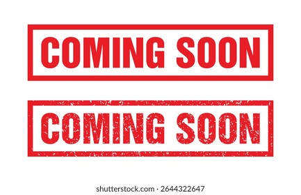 Coming soon square red rubber stamp grunge vintage isolated vector template