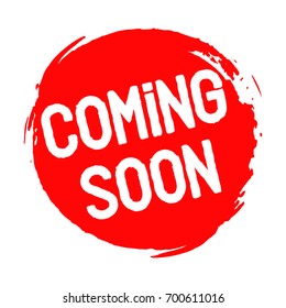 Coming soon stamp red grunge on a white background