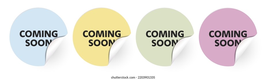 Coming soon star sticker set vector illustration. Coming soon icon. Coming soon eps label