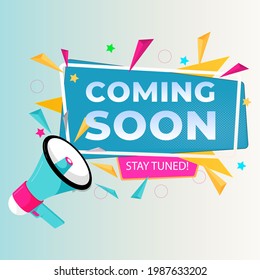 Coming Soon Stay Tuned Badge Sales and Promotion Emblem Background Vector